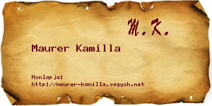 Maurer Kamilla névjegykártya